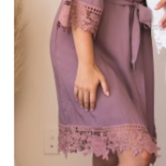 Elegant Pretty Rose Colored Lace Trim Robe - Picture 4 of 10